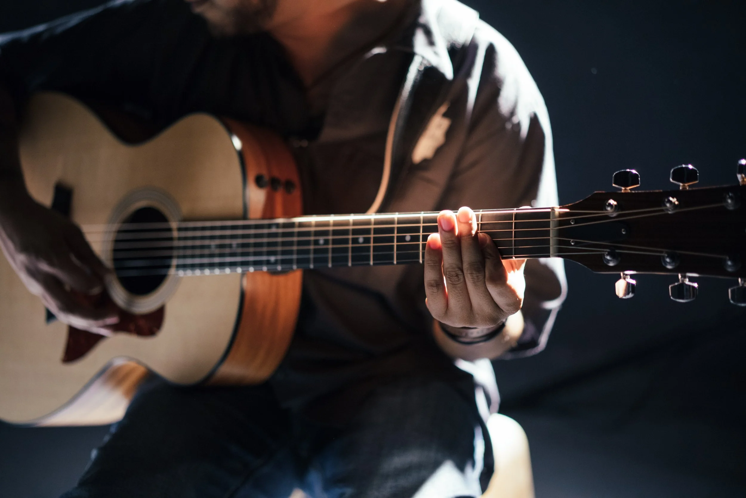 a man playing accoustic guitar
